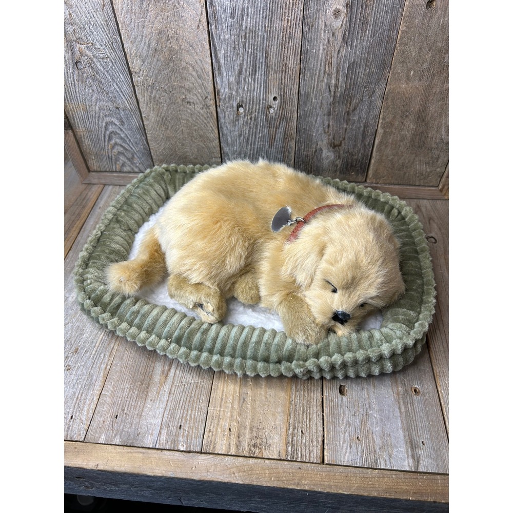 Perfect Petzzz Golden Retriever‎ Realistic Sleeping Breathing Puppy Plush w/ Bed